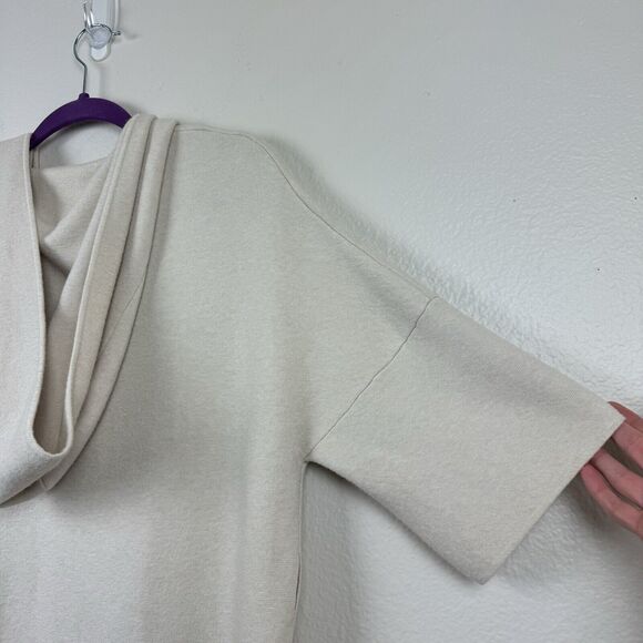 Orange Fashion Village Open Front Hooded Short Sleeve Knit Cardigan Cream Medium - Picture 13 of 16